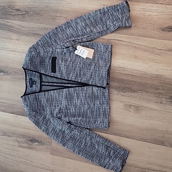 NWT Halogen Nordstrom Stretch Crop Tweed Jacket Black Medium - Picture 8 of 9